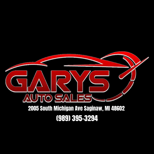 Gary 's auto sales logo on a black background