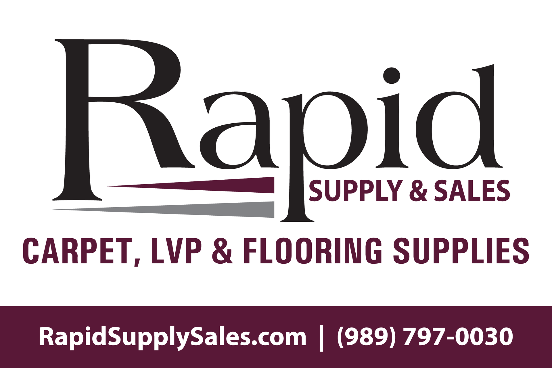 The logo for rapid supply & sales carpet , lvp and flooring supplies