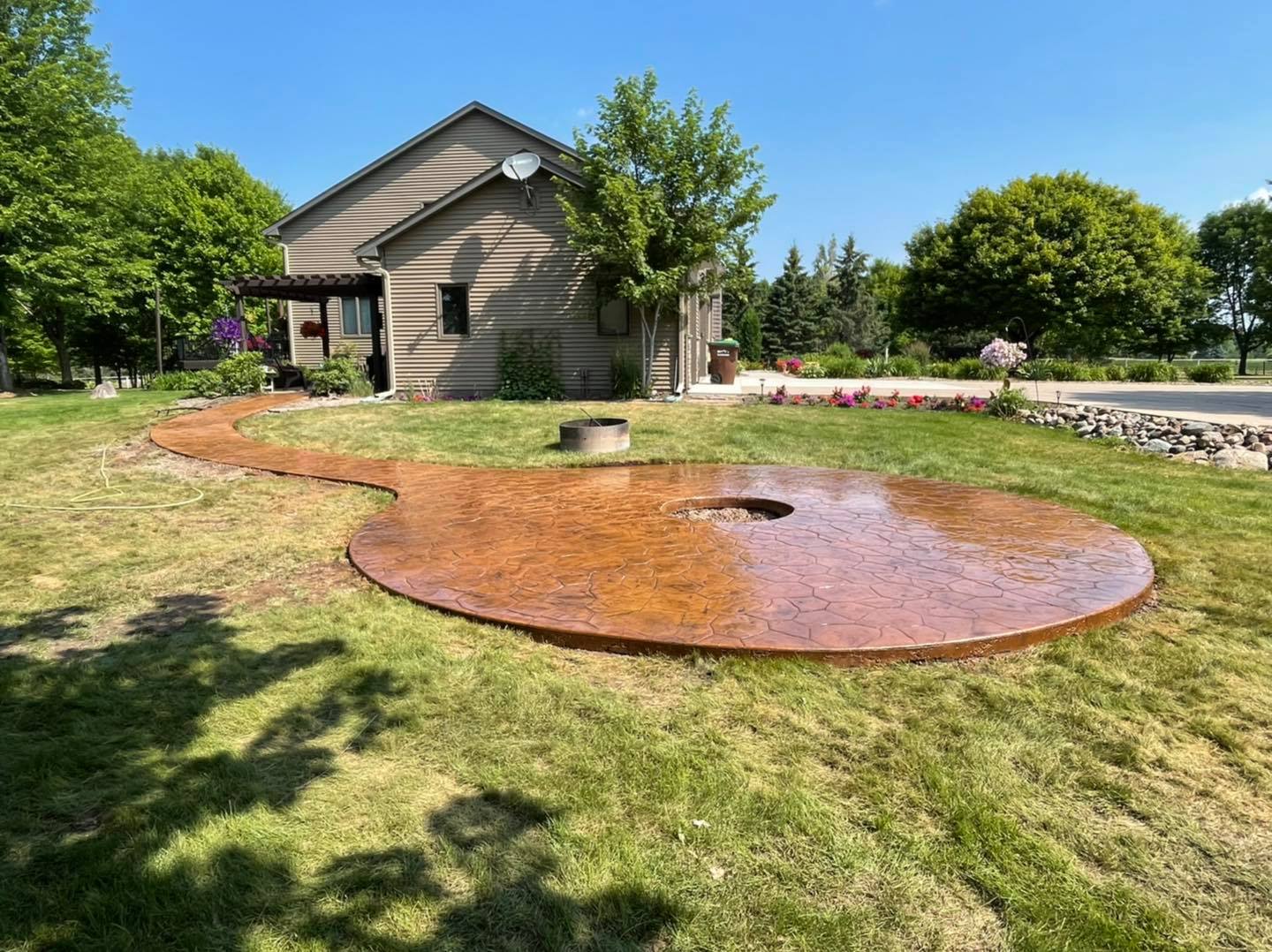 stone patio and firepit