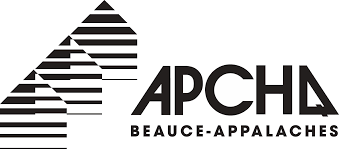 Logo de l'APCHA, Beauce-Appalaches. Graphique noir composé de triangles superposés et de texte.