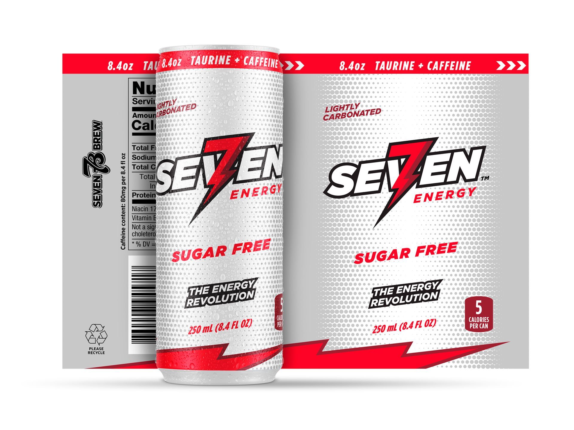 Silver Seven Energy Sugar Free packaging for 7 Brew by Existence Creative