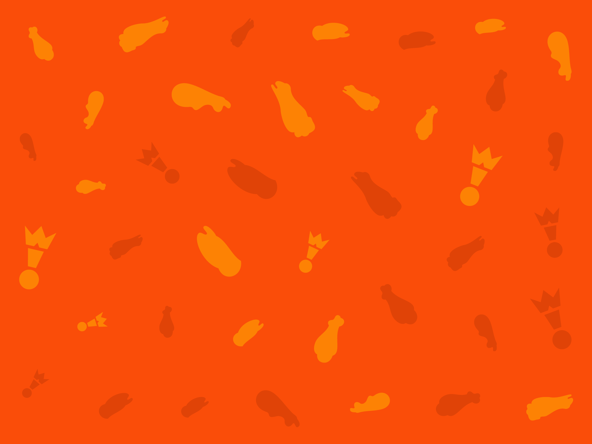 Orange background with scattered small carrot illustrations in yellow and red for Wing It On