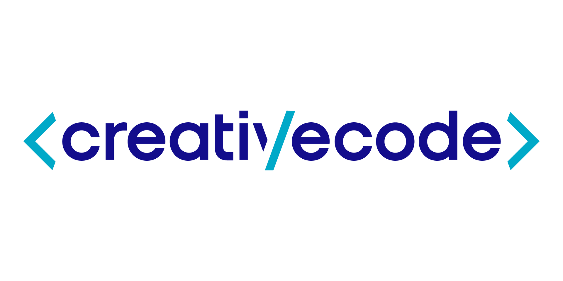 Creativecode logo in blue and teal with angle brackets