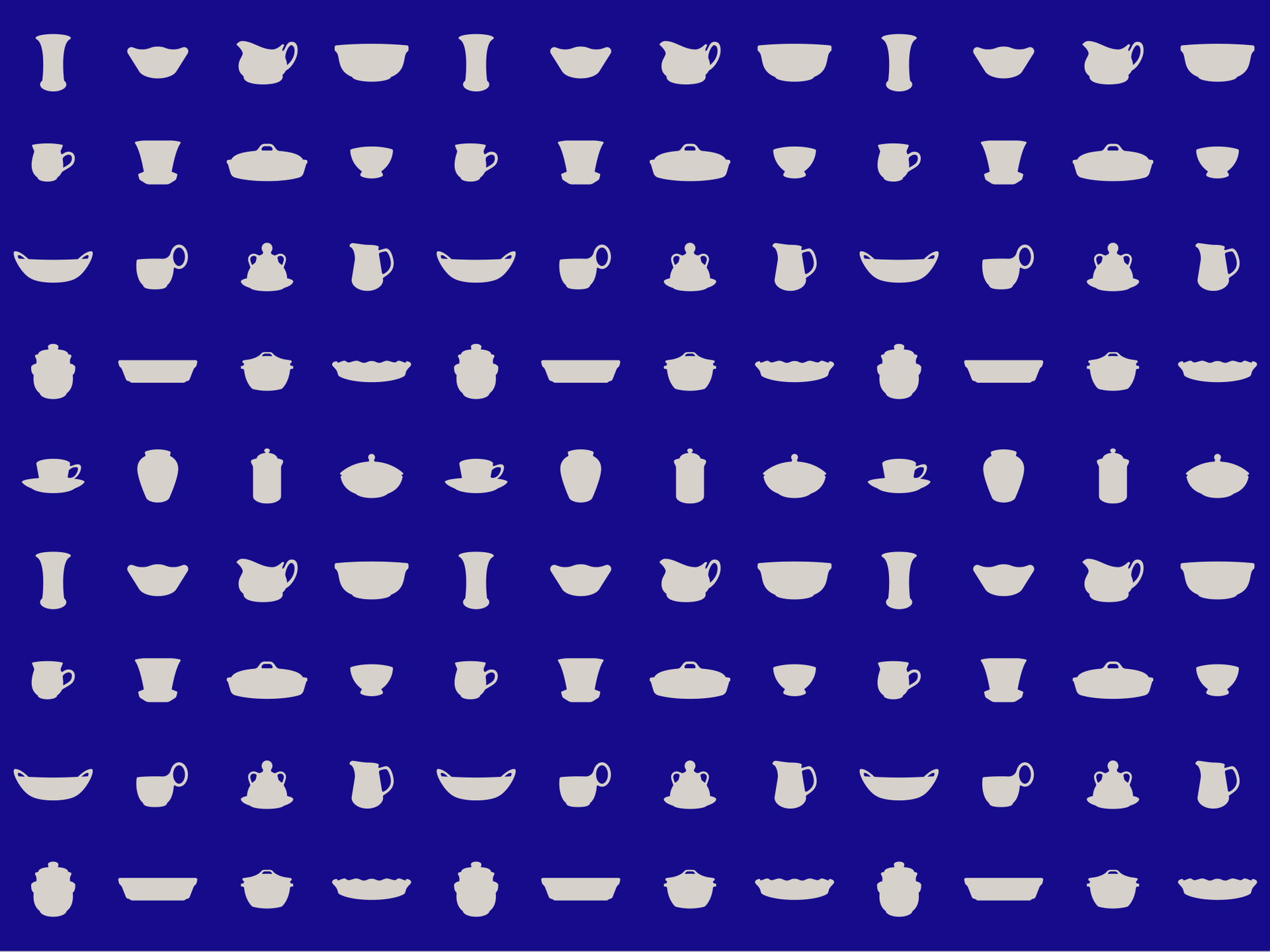 Blue background with a repeating grid of small white cup-like icons and dots