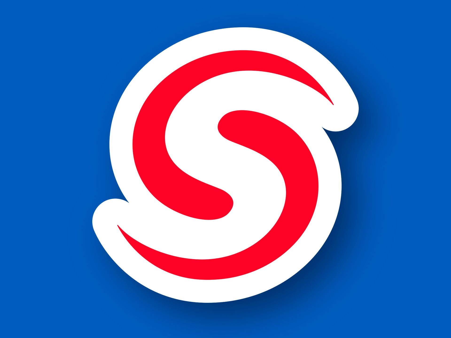 Red and white stylized “S” logo on a blue background for Snap Clips – as Seen on Shark Tank by Existence Creative
