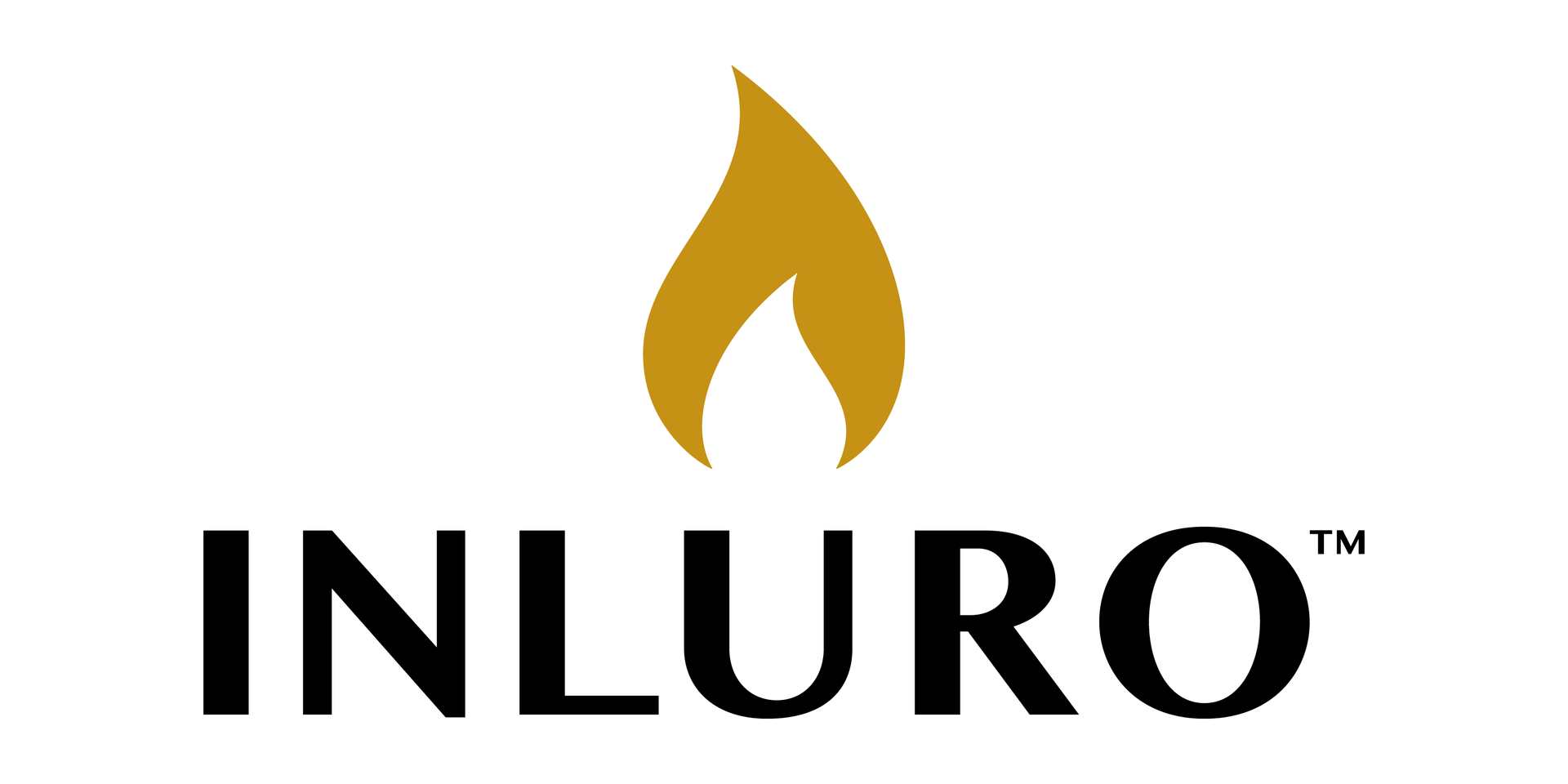 INLURO logo with a gold flame above black text on a white background