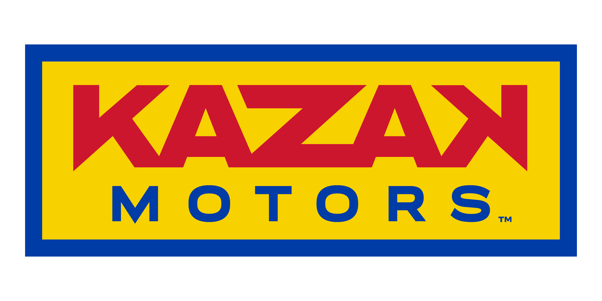 Kazak Motors logo in yellow, red, and blue