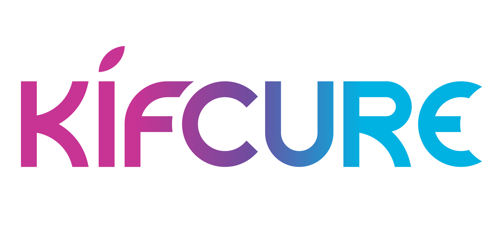 Kifcure logo in pink, purple, and blue lowercase lettering on a white background
