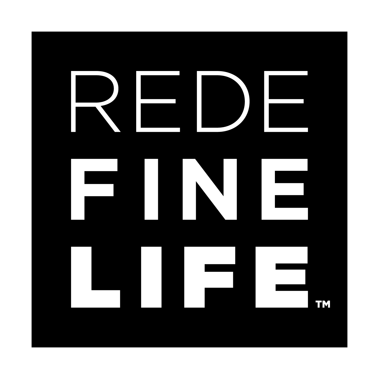 Red and white “Rede Fine Life” logo on a black background