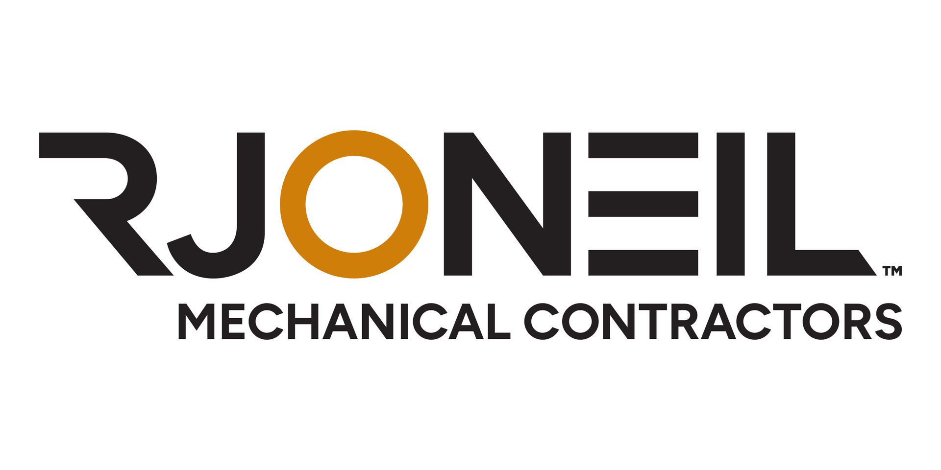 RJONEIL Mechanical Contractors logo in black and orange text