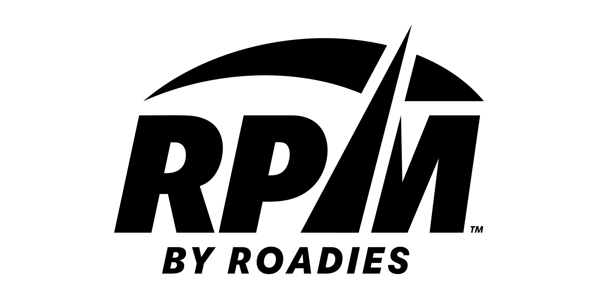 RPM by Roadies logo in black with a sweeping red line over bold initials