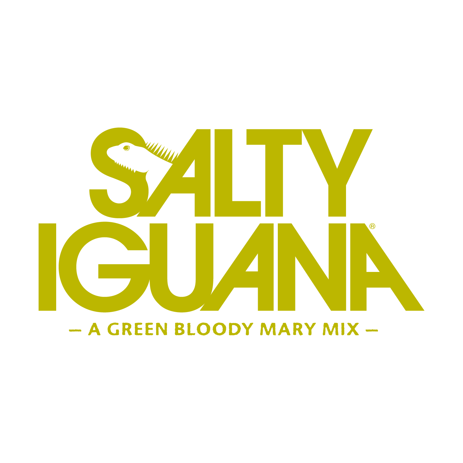 Salty Iguana logo in yellow-green with “A Green Bloody Mary Mix” tagline