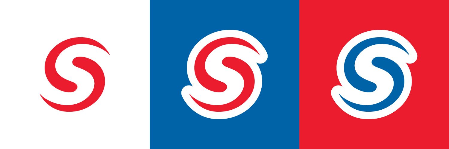 Three stylized S logos in red, white, blue, and red square backgrounds. – as seen on Shark Tank