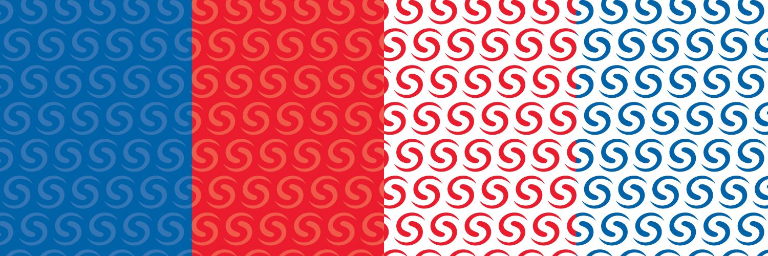 Abstract wavy pattern with three vertical color sections for Snap Clips: blue, red, and white – as seen on Shark Tank