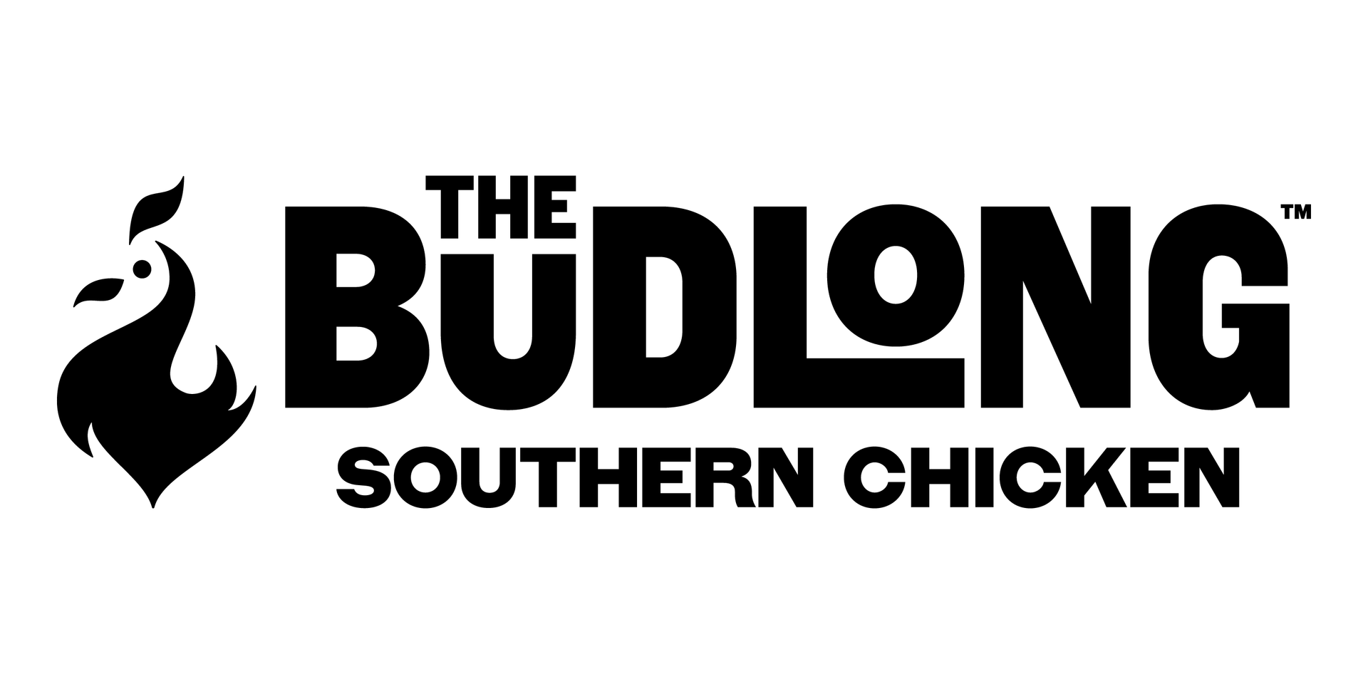 The Budlong Southern Chicken logo in black and white with a chicken silhouette