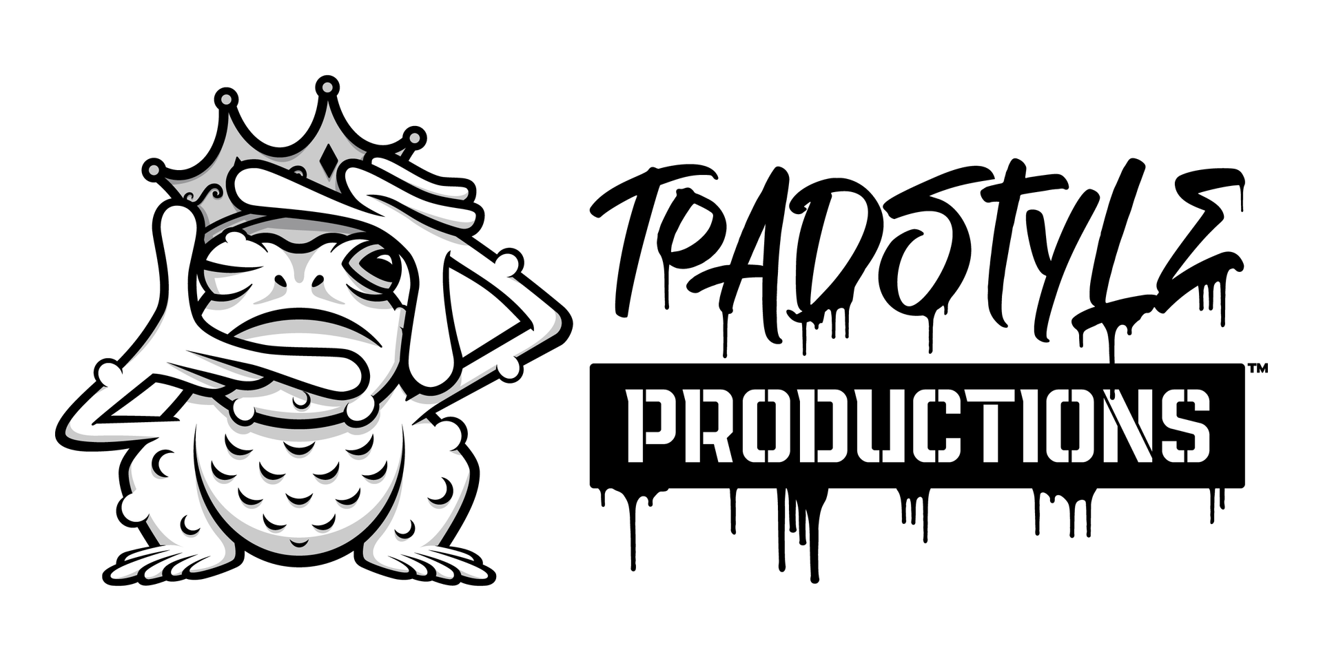 Cartoon toad logo with “TOADSTYLE PRODUCTIONS” text in black and white.