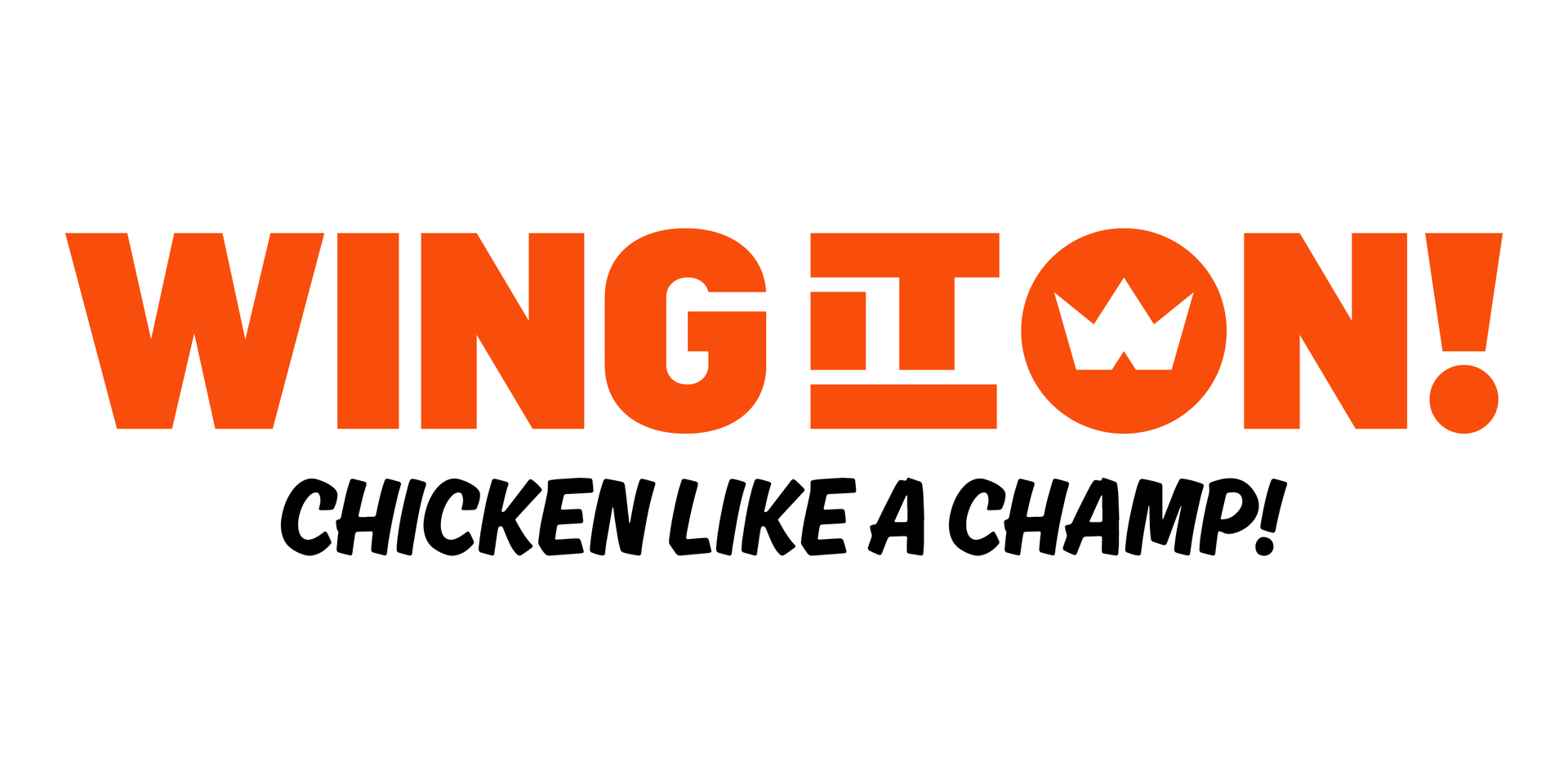 Wing it on! logo in orange with “Chicken Like a Champ!” tagline in black