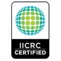 IICRC Certified logo: globe design with green and blue dots, black rectangle with 