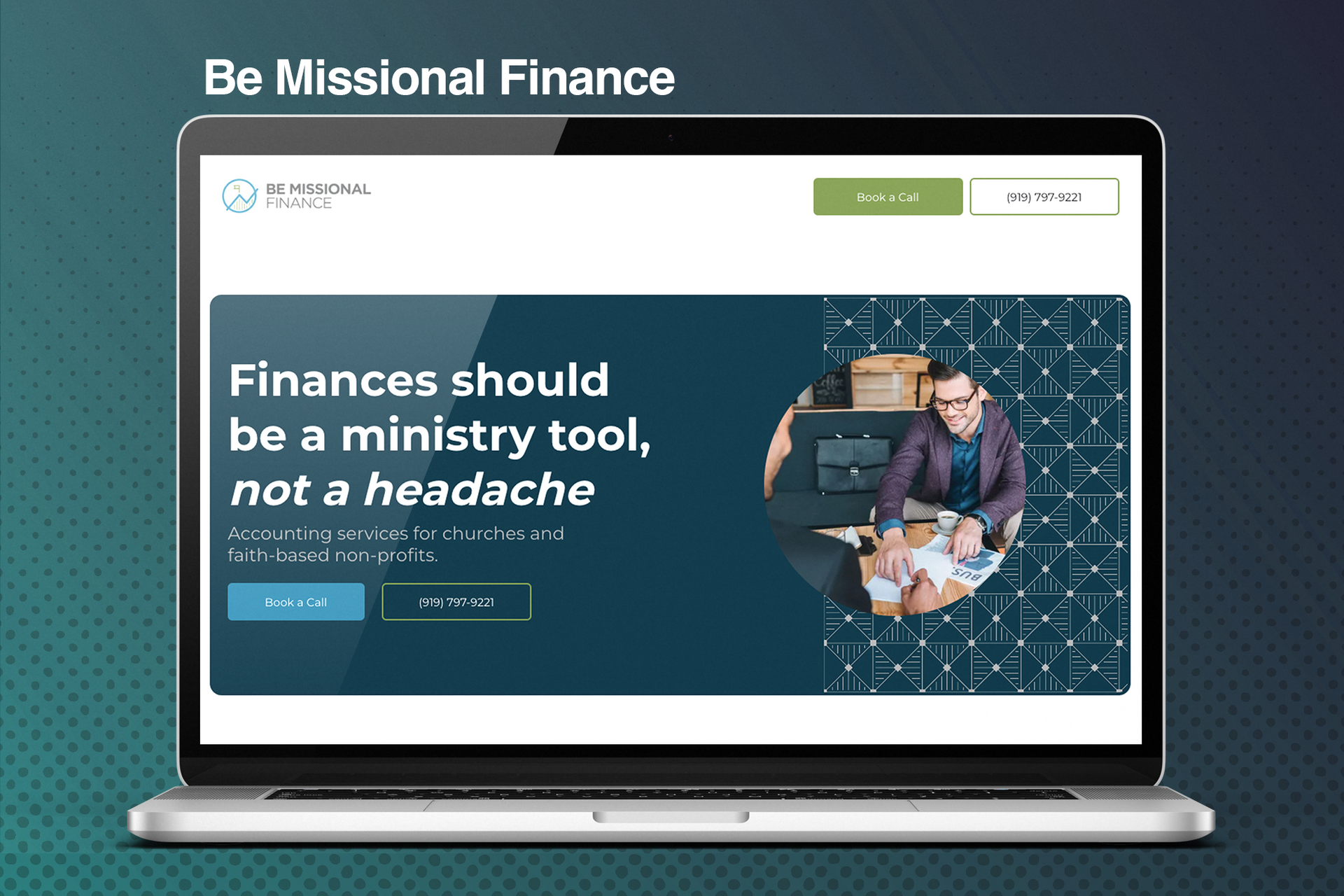 A laptop computer is open to a page that says `` finances should be a ministry tool , not a headache ''.