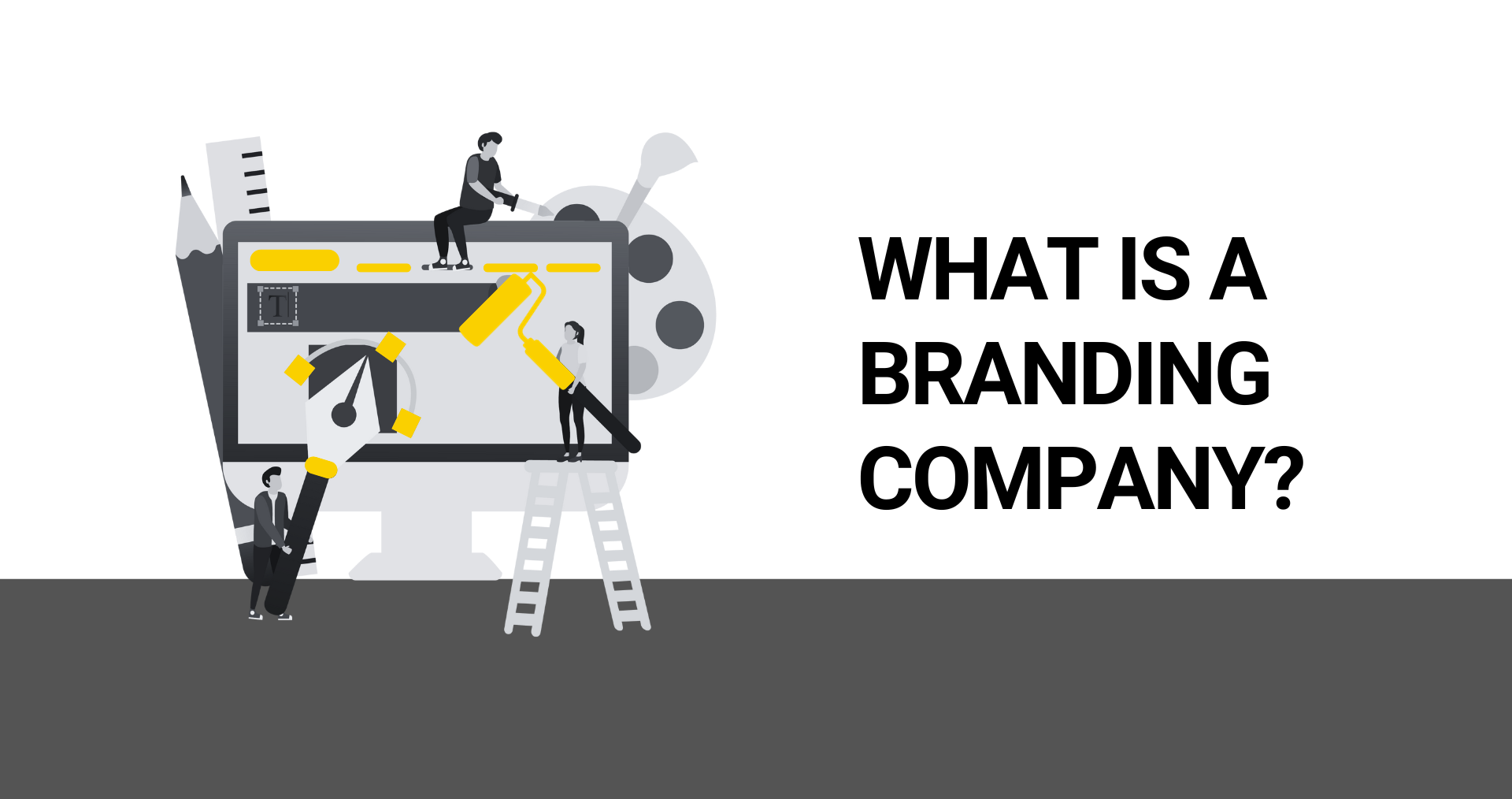 What is a branding company ? a group of people are working on a large screen.