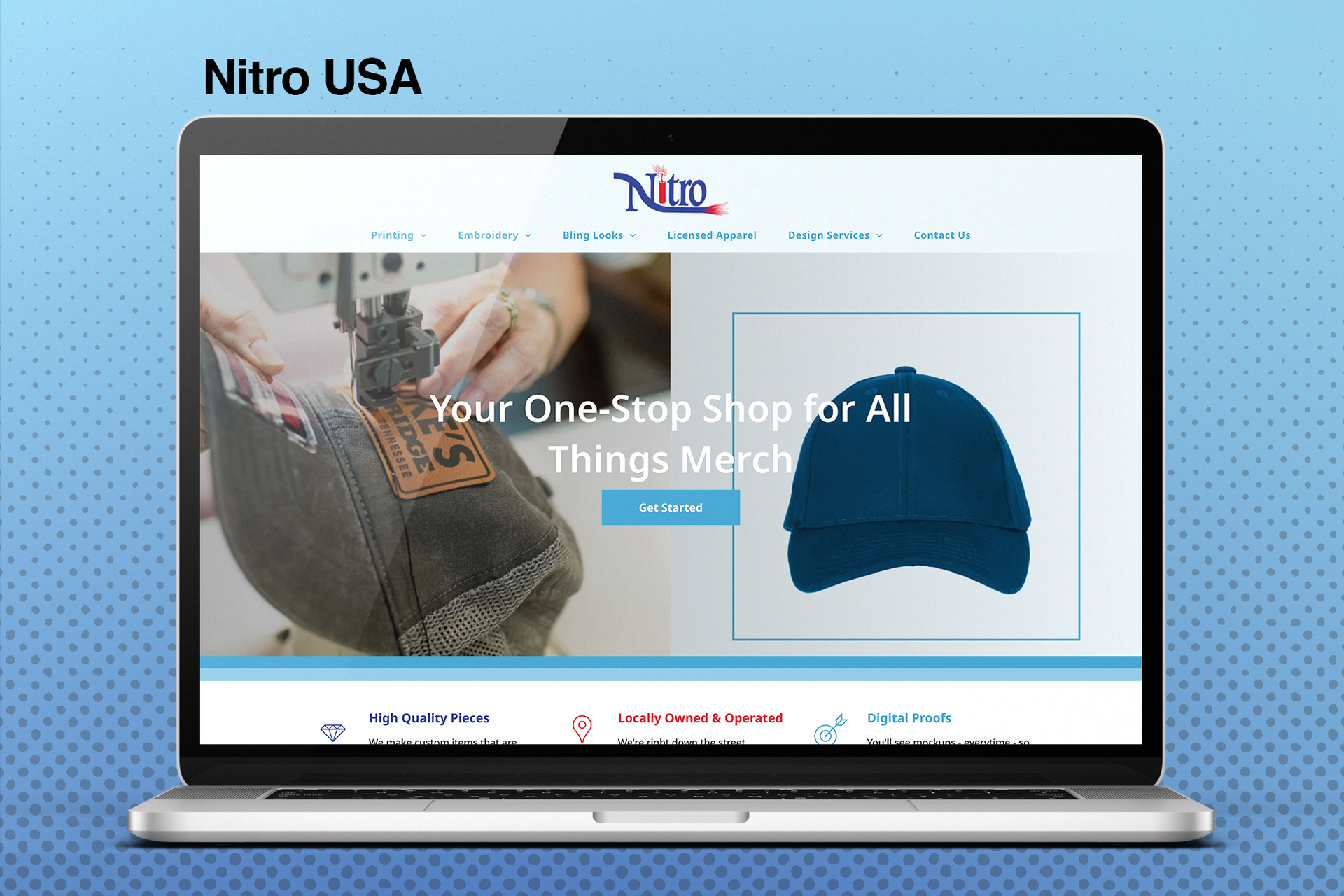 A laptop is open to a website for nitro usa