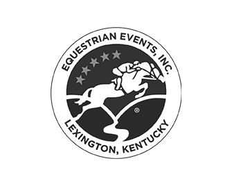 A black and white logo for equestrian events inc. lexington kentucky