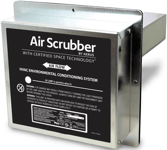 A box that says air scrubber on it