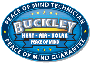 Buckley heat air solar peace of mind guarantee logo