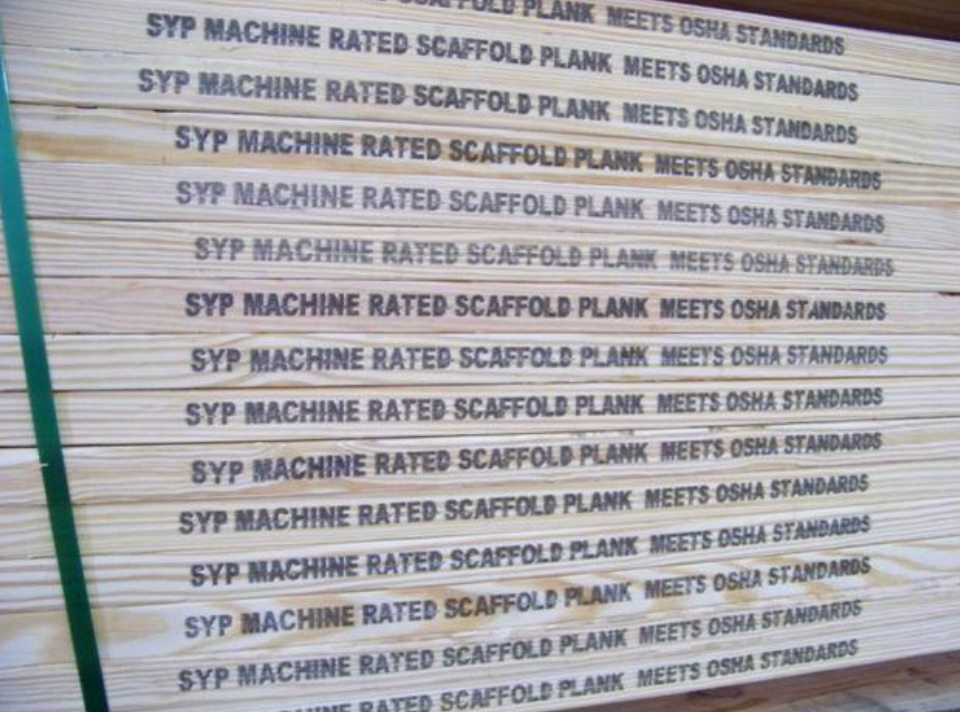 Syp machine rated scaffold plank meets osha standards