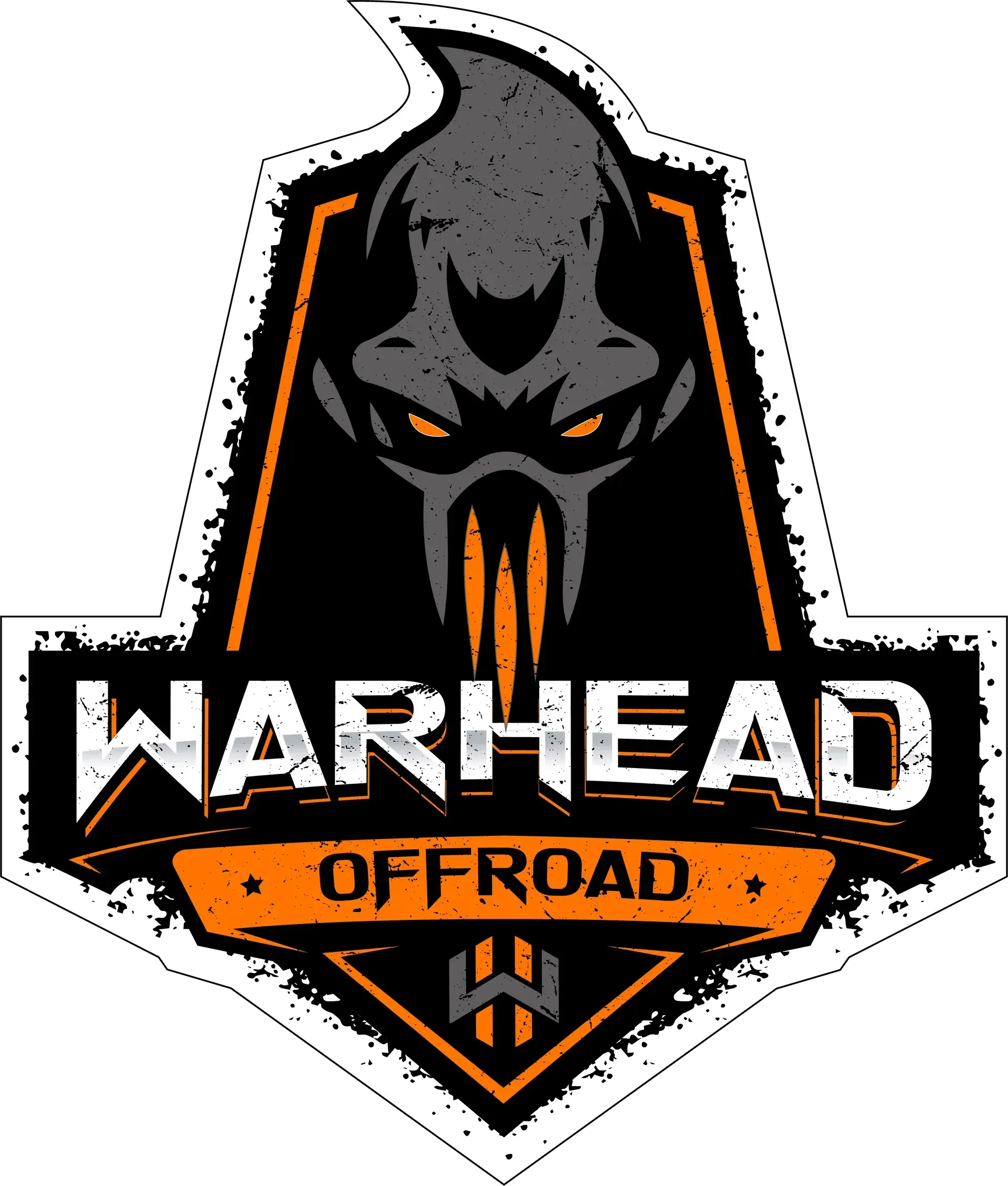 A logo for warhead offroad with a skull on it.