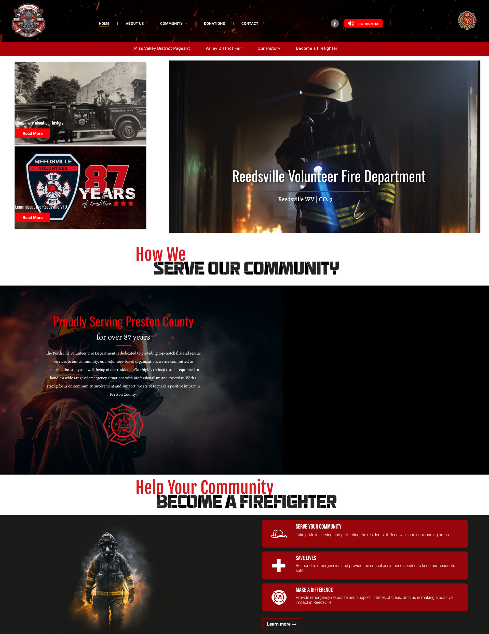 Affordable Websites | Black and White Small Business Solutions | Morgantown, West Virginia | Reedsville Fire Department