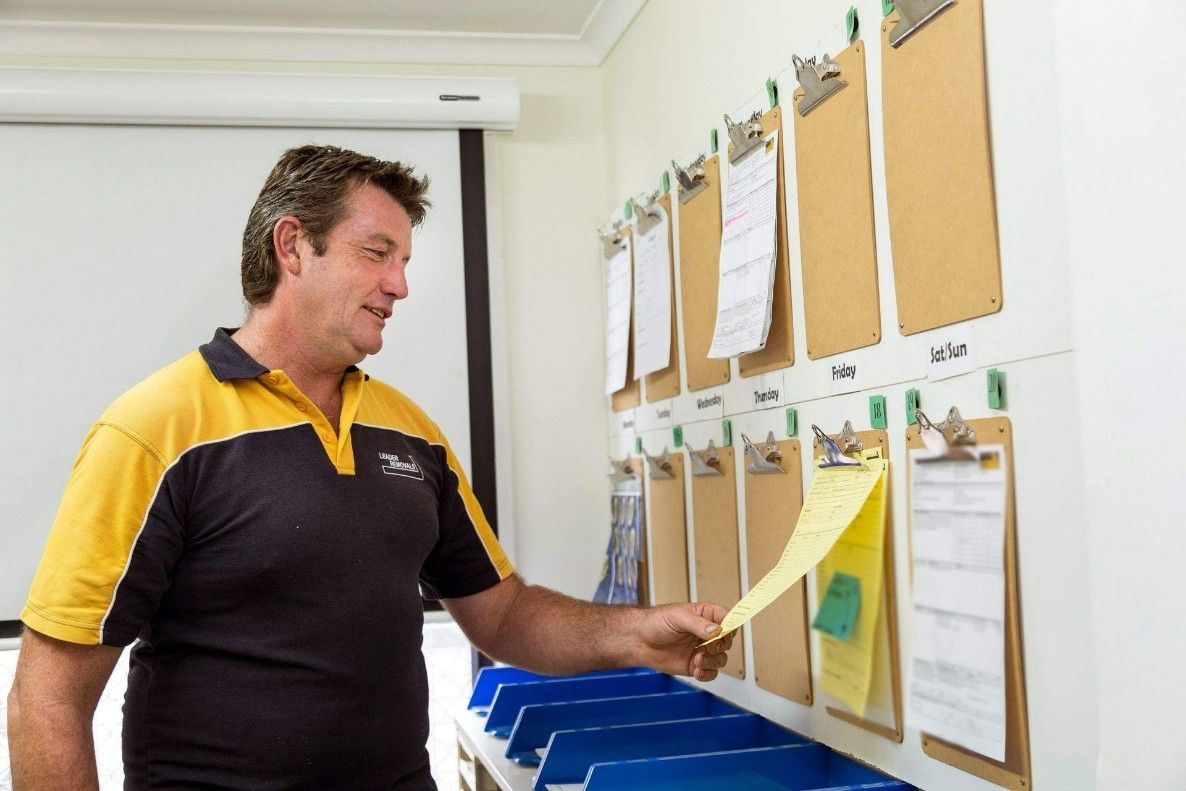 A Man is Standing in Front of a Bulletin Board — Leader Removals & Storage in Braidwood, NSW