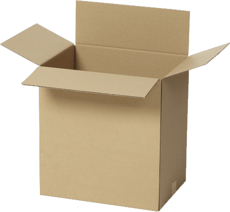 A Cardboard Box with The Lid Open on A White — Leader Removals & Storage in Mitchell, ACT