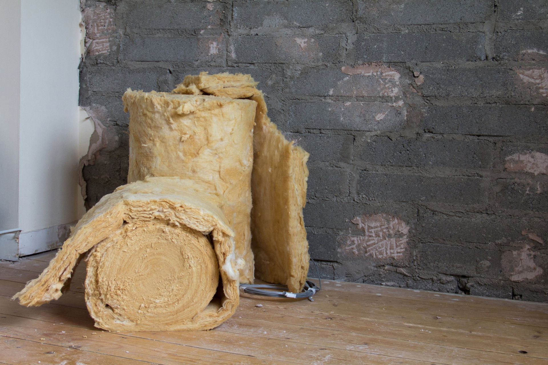 Home renovations showing with rolls of insulation.
