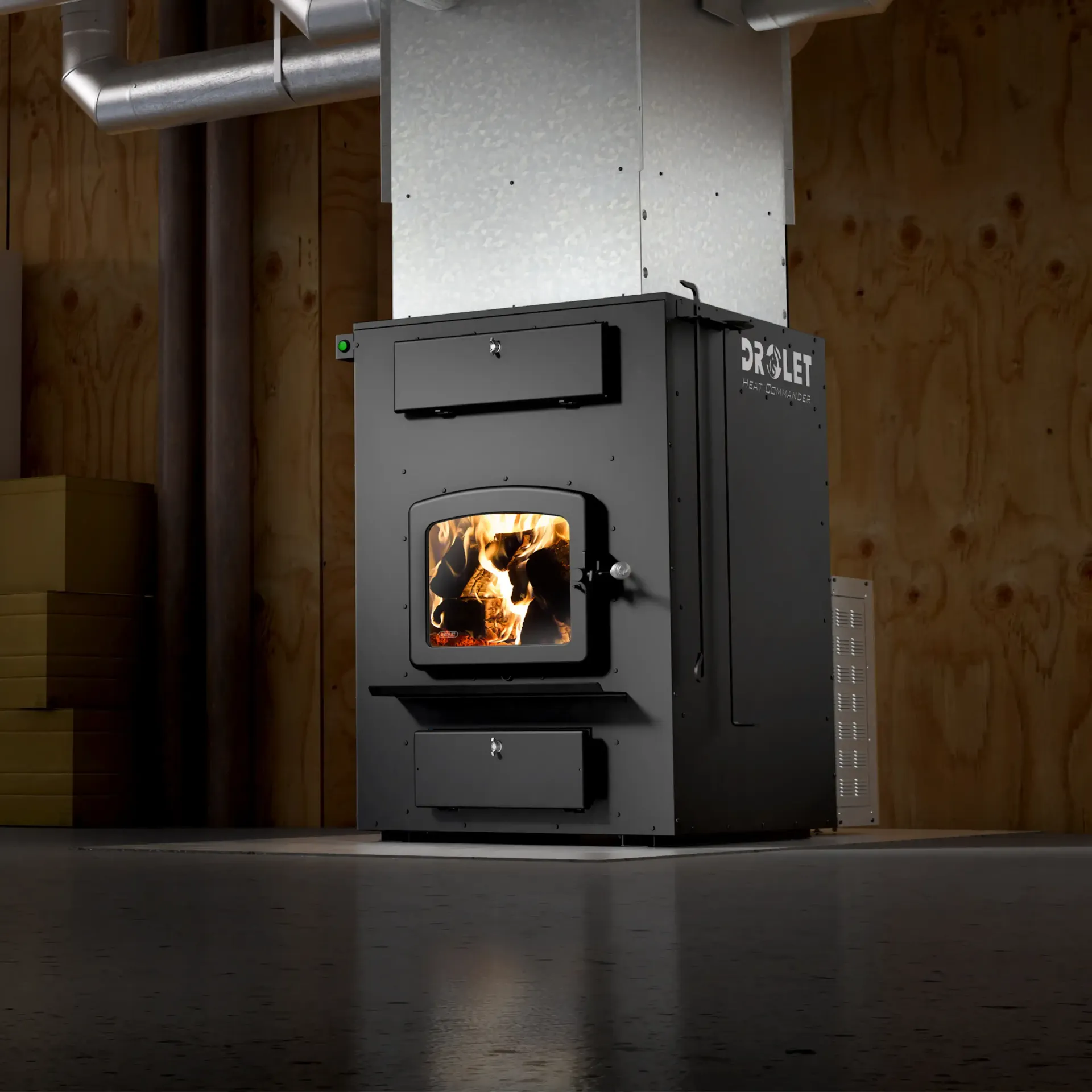 Drolet indoor wood furnace Wisconsin