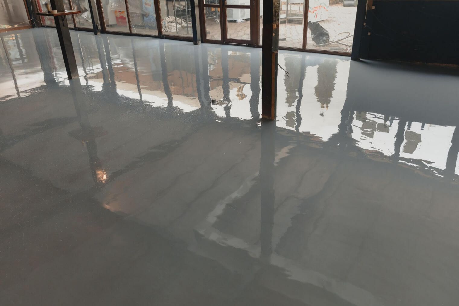 A freshly applied epoxy flooring for a commercial area shop lot in Cannington WA