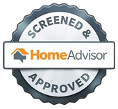 A screened and approved home advisor logo on a white background