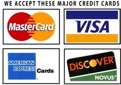 A sign that says we accept these major credit cards