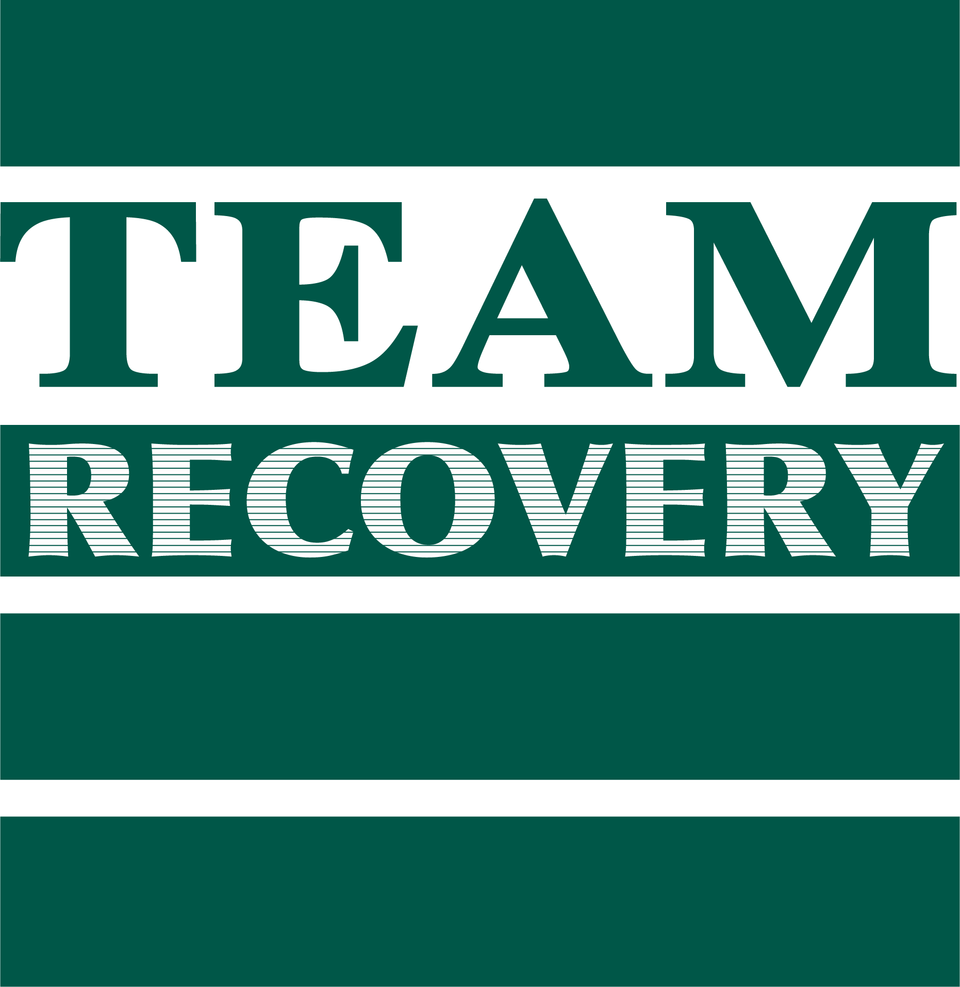 A green and white logo for team recovery