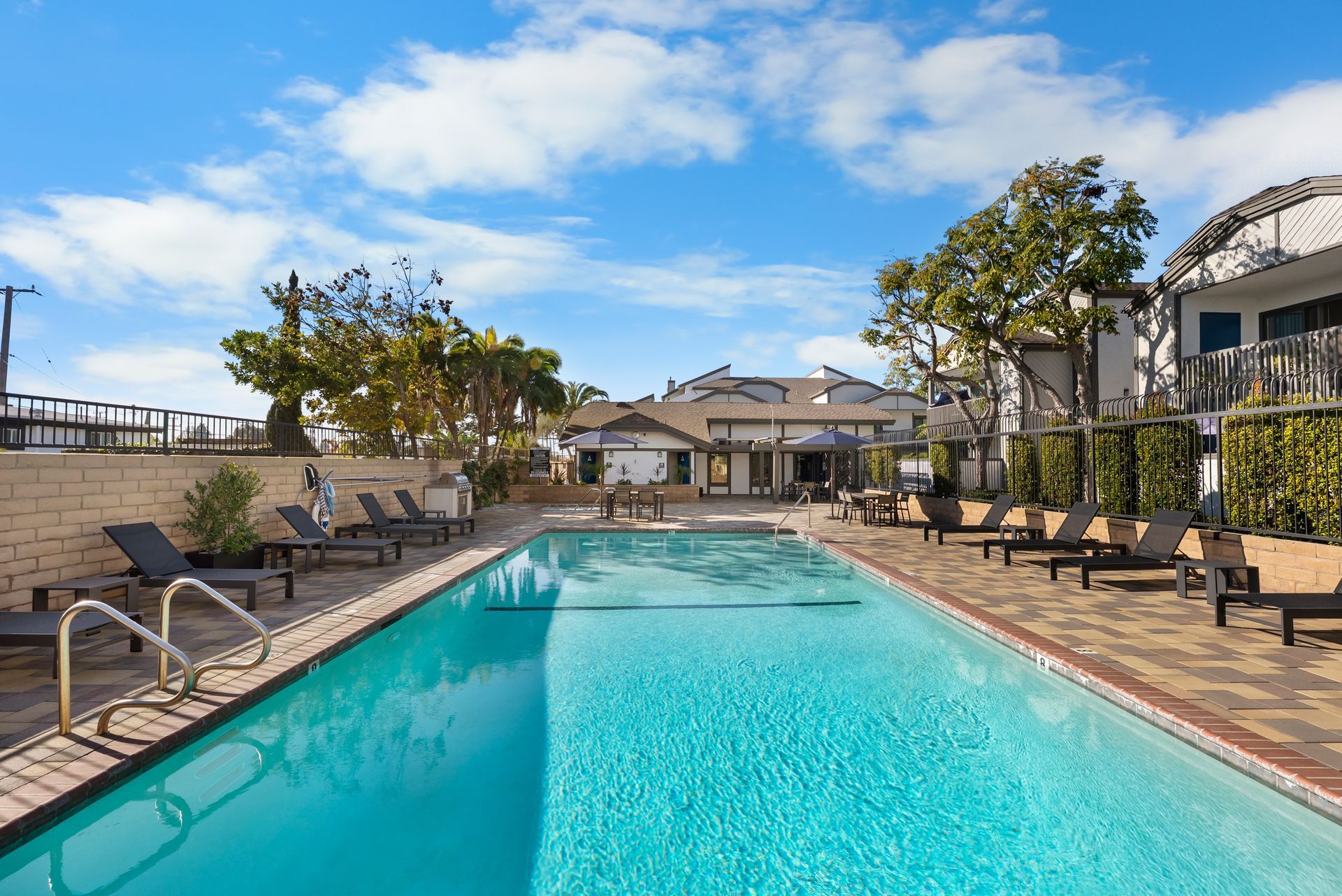 Swimming pool with lounge chairs