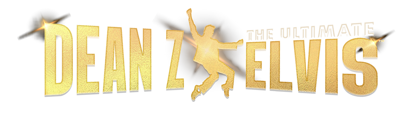 A gold, glittery logo reading 
