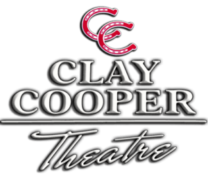 Logo for the Clay Cooper Theatre, featuring a red horseshoe 