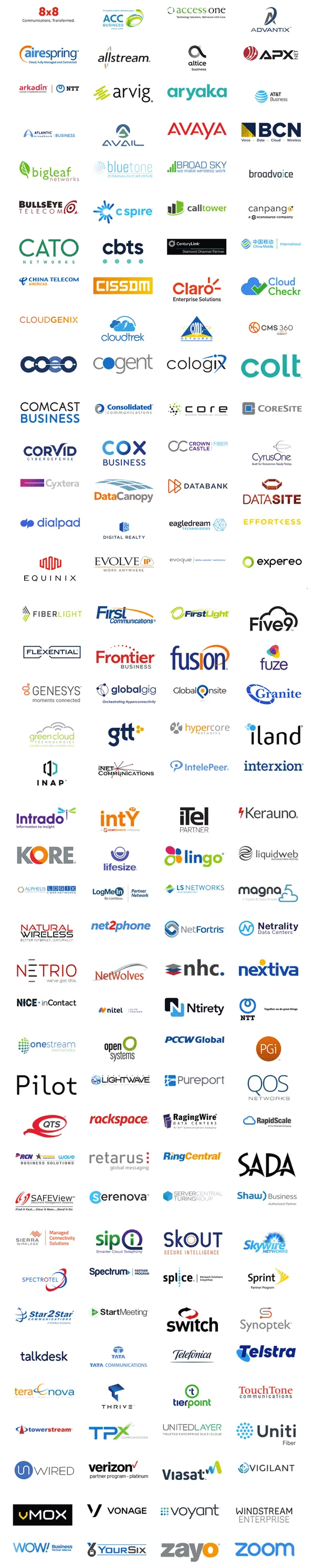 Vertical chart of many small colorful icons and labels arranged in columns on a white background