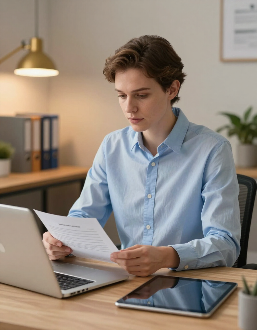 Business owner reviewing incoming form lead on a laptop