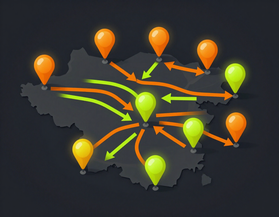 Lead routing and service area map diagram