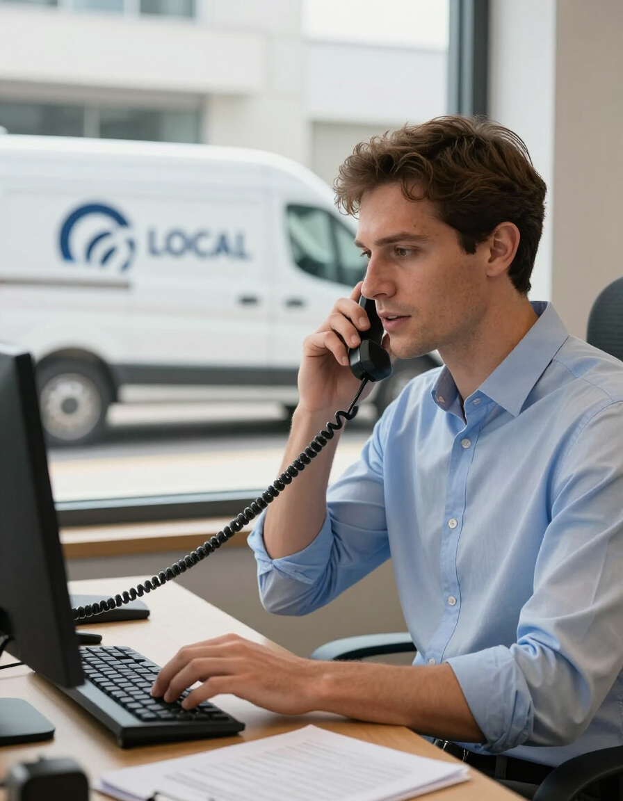 Restoration business owner answering emergency call