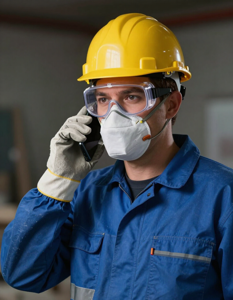 Restoration technician answering emergency call at jobsite