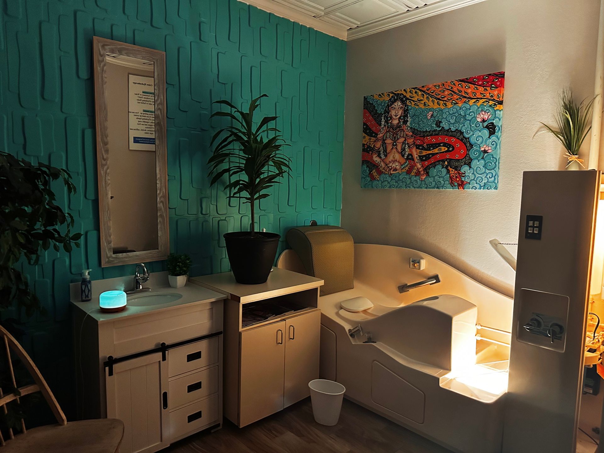 Clean, professional medical spa treatment room with neutral tones at Detoxity MediSpa in Woodlands