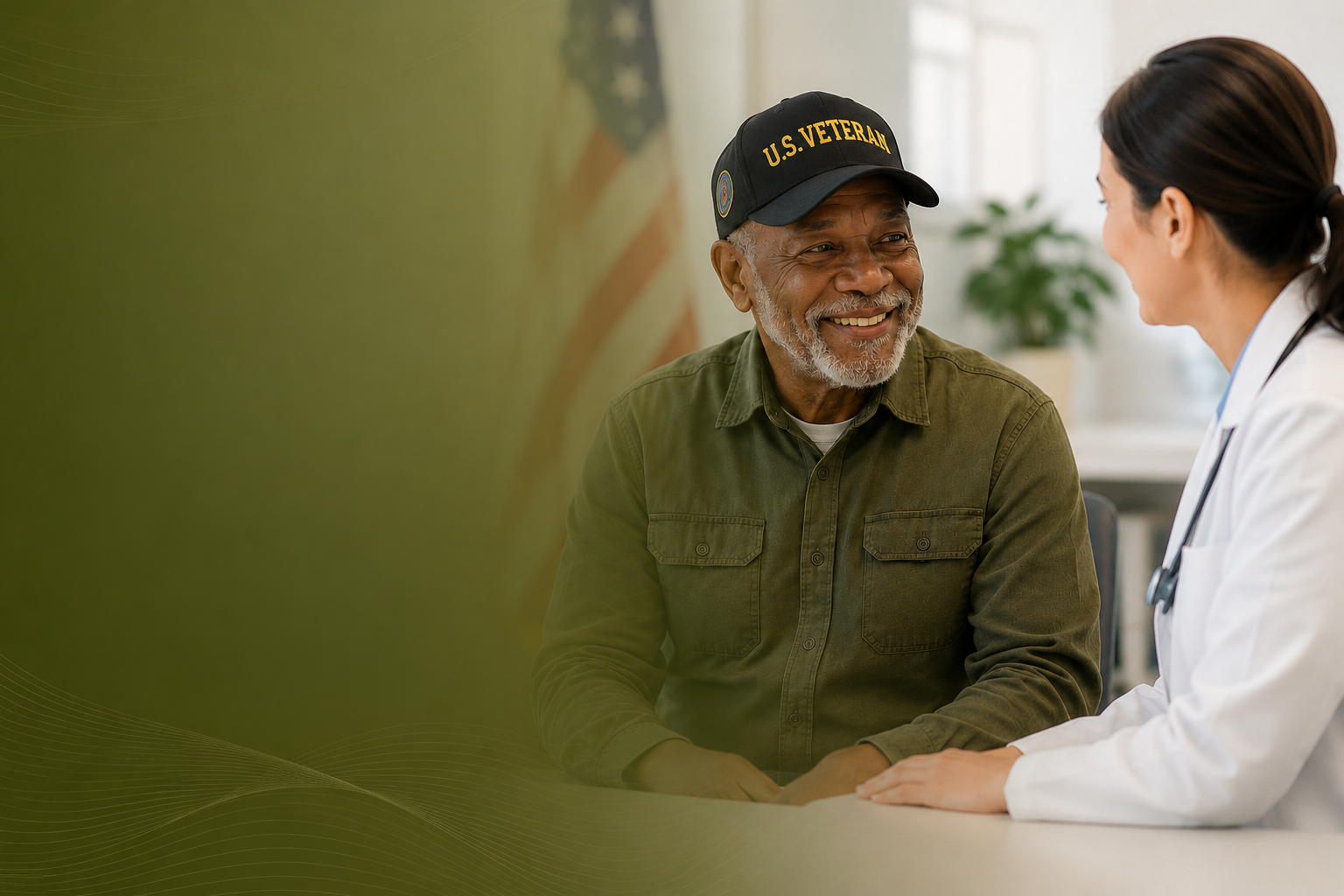 Healthcare provider consulting with a U.S. military veteran