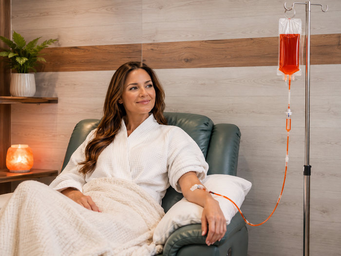 Woman receiving an iron infusion at Detoxity MediSpa